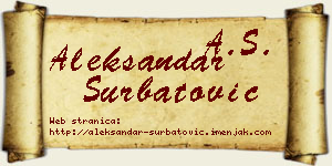 Aleksandar Šurbatović vizit kartica